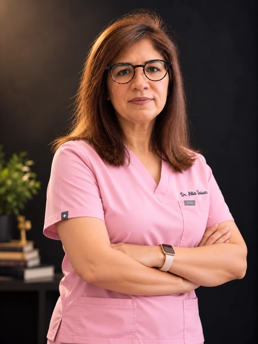 Dr. Alia Qaisar, UK-certified Family Medicine Consultant and lead doctor at AQ Wellness